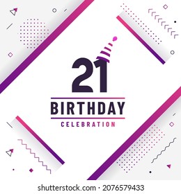 21 years birthday greetings card, 21st birthday celebration background free vector.