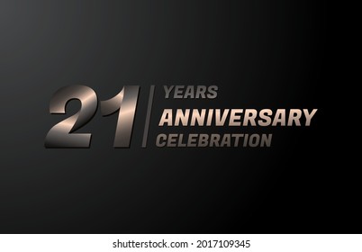 21 years gold anniversary celebration logotype, anniversary banner vector, isolated on black background
