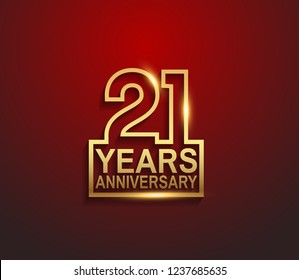 21 years golden anniversary line style isolated on red background for celebration