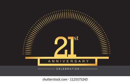 21 years golden anniversary logo celebration with firework elegant design for anniversary celebration.

