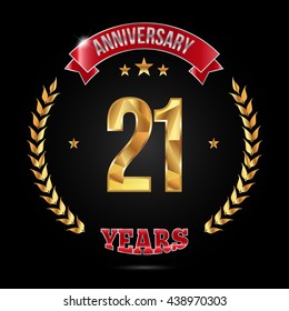 21 Years golden anniversary logo, low poly design number