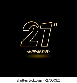 21 years golden line anniversary celebration logo design