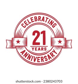21 years logo design template. 21st anniversary vector and illustration.