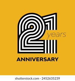 21 years retro anniversary vector illustration template design