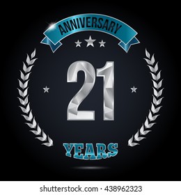 21 Years Silver anniversary logo, low poly design number