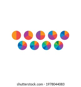 2-10 colorful pie chart templates. 2-10 round chart