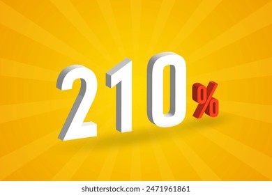 210% discount 3D text for sells and promotion.