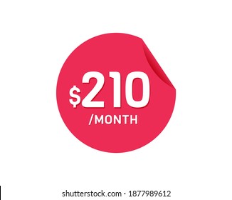 $210 Mes de Dólar. 210 USD Pegatina mensual