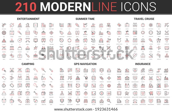 210 Modern Red Black Thin Line Stock Vector (Royalty Free) 1923631466