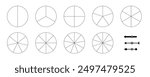 2-10 section Blank Spinning Wheel Template set. Clipart image isolated on white background