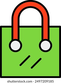 210 - Shopping Bag Line Filled Vector Icon Design