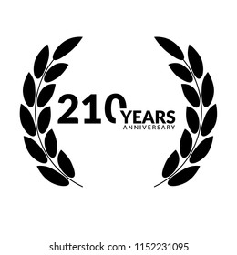 210 years anniversary, logo template. 