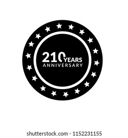 210 years anniversary, logo template. 