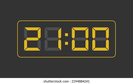 21:00, Número de reloj digital. Ilustración vectorial.
