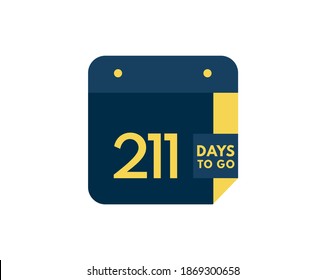 211 days to go calendar icon on white background, 211 days countdown, Countdown left days banner image