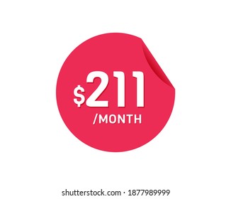 $211 Dollar Month. 211 USD Monthly sticker