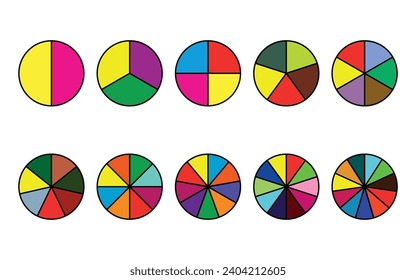 2-11 section blank spinning wheel colorful template vector.