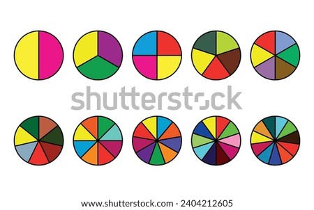 2-11 section blank spinning wheel colorful template vector.