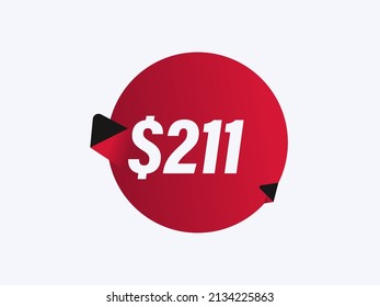 $211 USD sticker vector illustration