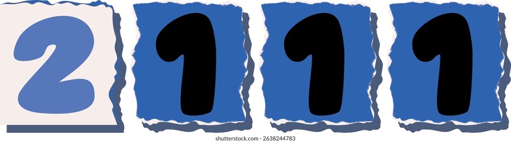 2111 Retro torn paper number Design art