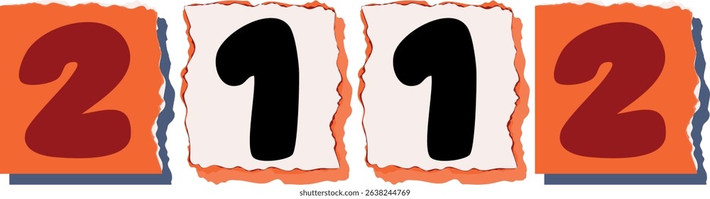 2112 Retro torn paper number Design art