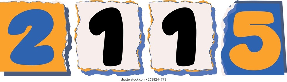 2115 Retro torn paper number Design art