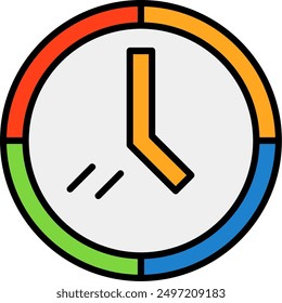 212 - Clock Line Filled Vector Icon Design