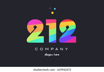 212 creative color green orange blue magenta pink number digit company logo vector icon spectrum