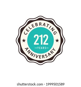 212 Years Anniversary Celebration Vector Template Design Illustration