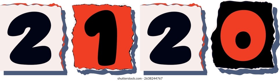 2120 Retro torn paper number Design art