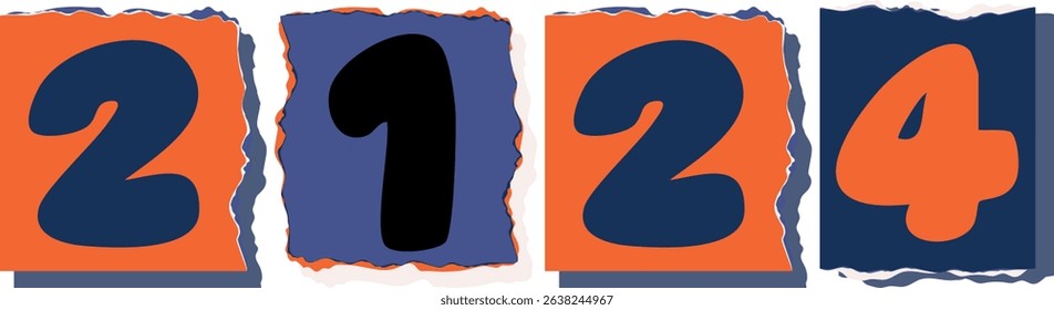 2124 Retro torn paper number Design art