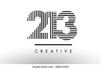 213 Black and White Number Logo Design with Vertical and Horizontal Lines.