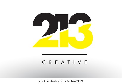 213 Black and Yellow Number Logo Design cut in half.