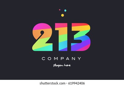 213 creative color green orange blue magenta pink number digit company logo vector icon spectrum