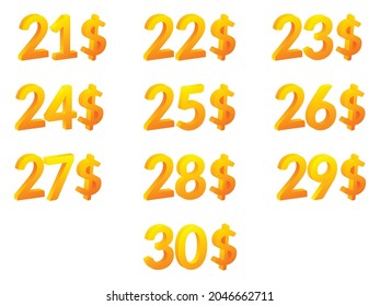 21-30 dollar logo icon vector