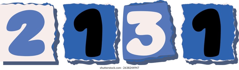 2131 Retro torn paper number Design art