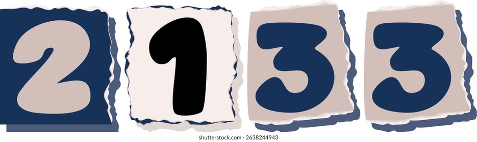 2133 Retro torn paper number Design art