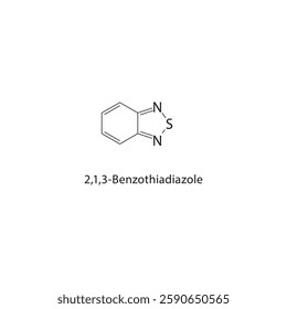 2,1,3-Benzothiadiazole skeletal structure.Thiadiazole compound schematic illustration. Simple diagram, chemical formula.