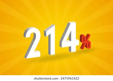 214% discount 3D text for sells and promotion.