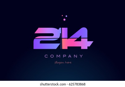 214 pink blue purple number digit numeral dots creative company logo vector icon design template