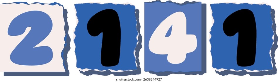 2141 Retro torn paper number Design art