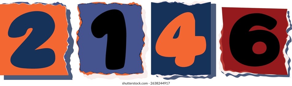 2146 Retro torn paper number Design art