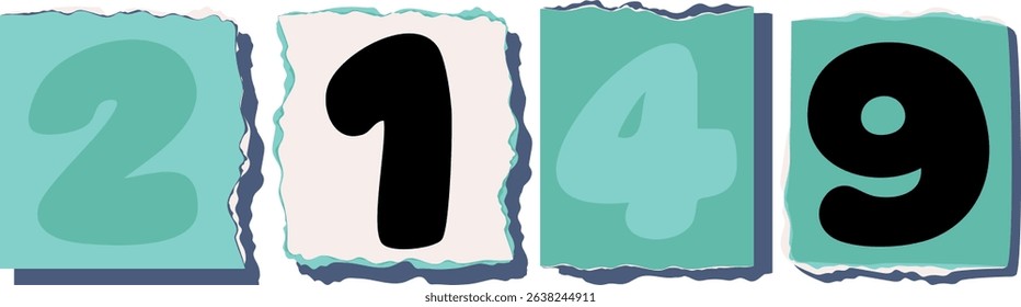 2149 Retro torn paper number Design art