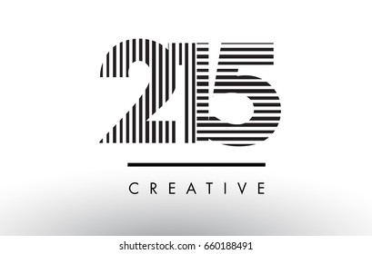 215 Black and White Number Logo Design with Vertical and Horizontal Lines.