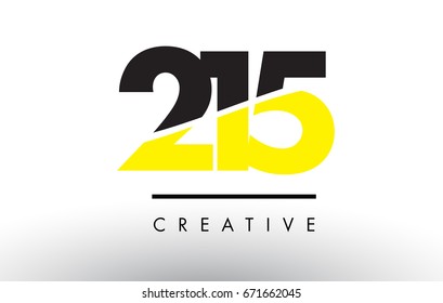 215 Black and Yellow Number Logo Design cut in half.