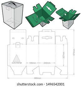 215 flute EB with plastic handle(Internal measurement 18 x 24+ 32 cm) and Die-cut Pattern