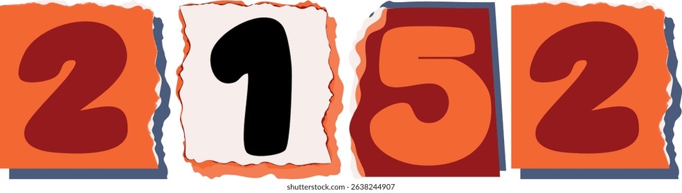 2152 Retro torn paper number Design art