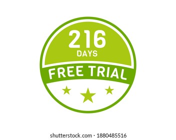 216 days free trial. 216 day Free trial badges