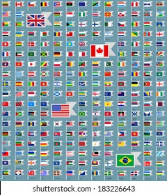 216 Flags of world, flat vector illustration, set (march 2014)