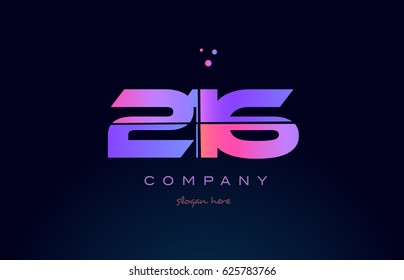 216 pink blue purple number digit numeral dots creative company logo vector icon design template